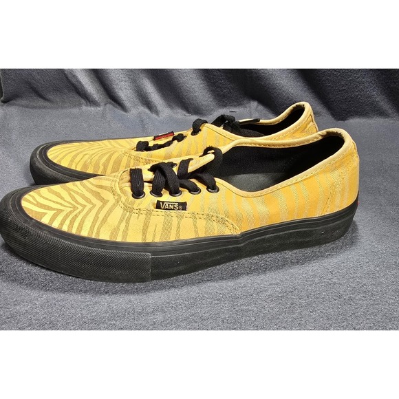 Vans Authentic Pro Skate Shoes Yellow Zebra Stripe Canvas Sneakers Men's 9 - Picture 1 of 8
